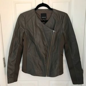 Trouvé Moto Leather Drape Jacket - Taupe